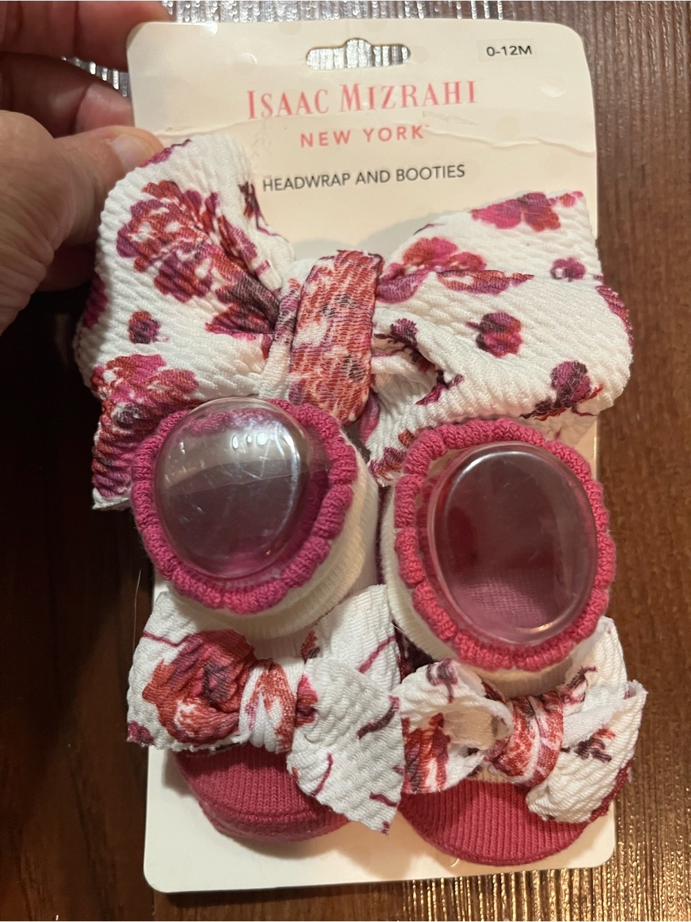 Isaac Mizrahi Infant Baby Girl Headwrap & Booties - Pink Floral